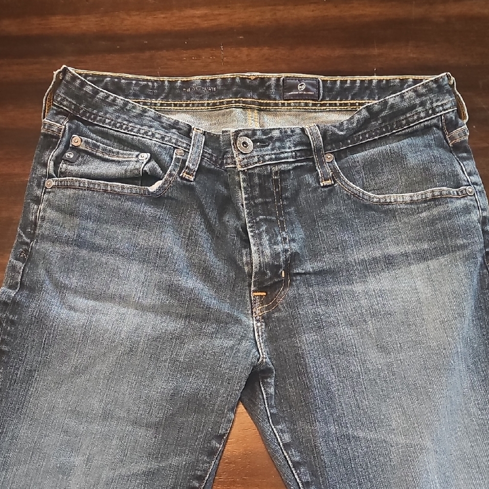 Ag Adriano Goldschmied Blue Straight Jeans with Natural Fading